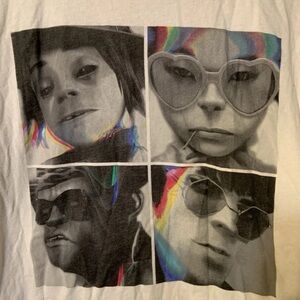 NWOT Vintage Gorillaz  3-D Band Graphic T-Shirt Adult  Size Large White